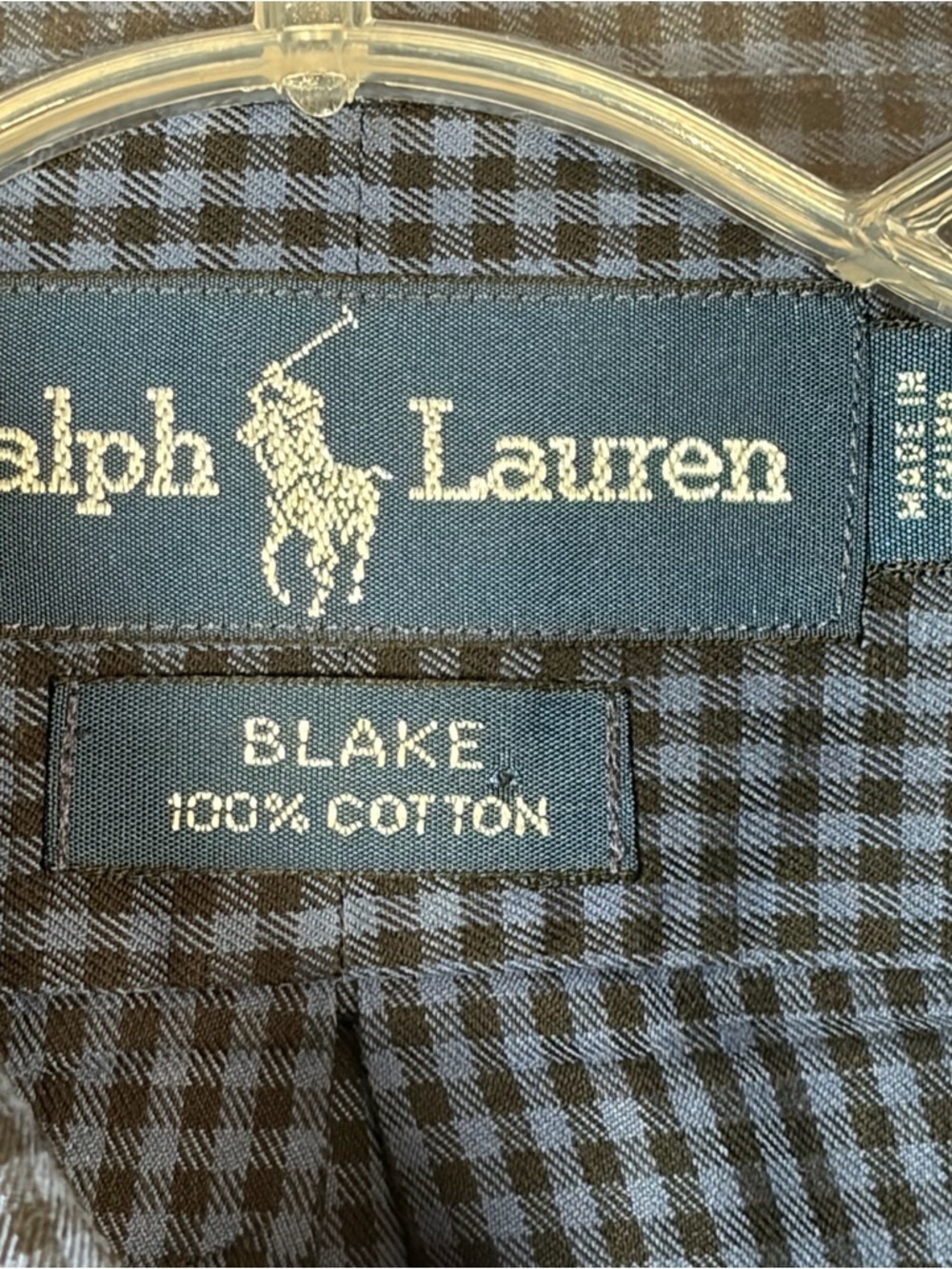 Ralph Lauren Men’s Blake Micro Check Button-Down Shirt Navy and Black Size Med - Picture 4 of 8